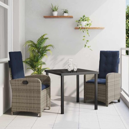 Ensemble de salle à manger pour jardin 3 pcs Gris polyrotin 563128563128