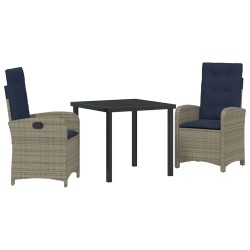 Ensemble de salle à manger pour jardin 3 pcs Gris polyrotin 563128563128