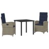 Ensemble de salle à manger pour jardin 3 pcs Gris polyrotin 563128563128