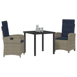 Ensemble de salle à manger pour jardin 3 pcs Gris polyrotin 563128563128