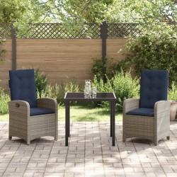 Ensemble de salle à manger pour jardin 3 pcs Gris polyrotin 563128563128