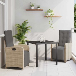 Ensemble de salle à manger pour jardin 3 pcs Beige polyrotin 563130563130