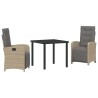 Ensemble de salle à manger pour jardin 3 pcs Beige polyrotin 563130563130