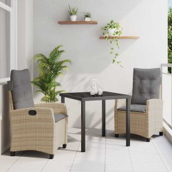 Ensemble de salle à manger pour jardin 3 pcs Beige polyrotin 563131563131