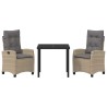 Ensemble de salle à manger pour jardin 3 pcs Beige polyrotin 563131563131