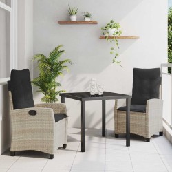 Ensemble de salle à manger pour jardin 3 pcs Gris clair 563132563132
