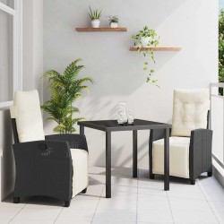 Ensemble de salle à manger pour jardin 3 pcs Noir polyrotin 563133563133