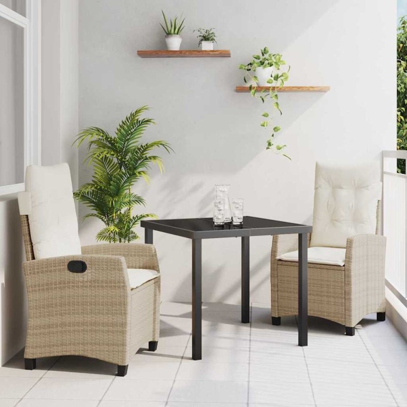 Ensemble de salle à manger pour jardin 3 pcs Beige polyrotin 563134563134