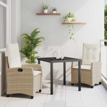 Ensemble de salle à manger pour jardin 3 pcs Beige polyrotin 563134563134
