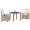 Ensemble de salle à manger pour jardin 3 pcs Beige polyrotin 563134563134