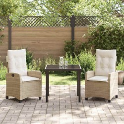 Ensemble de salle à manger pour jardin 3 pcs Beige polyrotin 563134563134