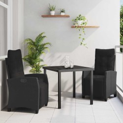 Ensemble de salle à manger pour jardin 3 pcs Noir polyrotin 563135563135