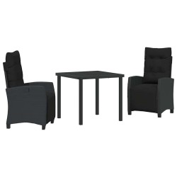 Ensemble de salle à manger pour jardin 3 pcs Noir polyrotin 563135563135