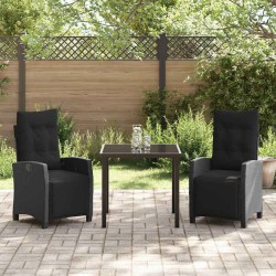 Ensemble de salle à manger pour jardin 3 pcs Noir polyrotin 563135563135