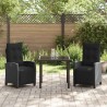 Ensemble de salle à manger pour jardin 3 pcs Noir polyrotin 563135563135