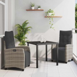 Ensemble de salle à manger pour jardin 3 pcs Gris polyrotin 563136563136