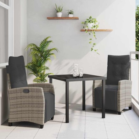 Ensemble de salle à manger pour jardin 3 pcs Gris polyrotin 563136563136