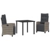 Ensemble de salle à manger pour jardin 3 pcs Gris polyrotin 563136563136