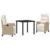 Ensemble de salle à manger pour jardin 3 pcs Beige polyrotin 563137563137