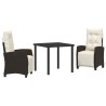 Ensemble de salle à manger pour jardin 3 pcs Marron polyrotin 563138563138