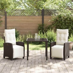 Ensemble de salle à manger pour jardin 3 pcs Marron polyrotin 563138563138