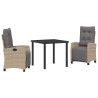 Ensemble de salle à manger pour jardin 3 pcs Beige polyrotin 563139563139