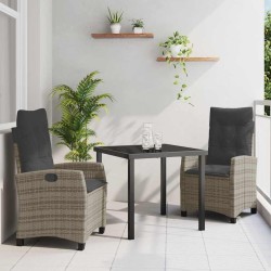 Ensemble de salle à manger pour jardin 3 pcs Gris polyrotin 563140563140