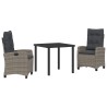 Ensemble de salle à manger pour jardin 3 pcs Gris polyrotin 563140563140
