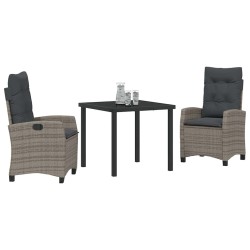 Ensemble de salle à manger pour jardin 3 pcs Gris polyrotin 563140563140