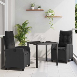 Ensemble de salle à manger pour jardin 3 pcs Noir polyrotin 563141563141