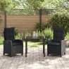 Ensemble de salle à manger pour jardin 3 pcs Noir polyrotin 563141563141
