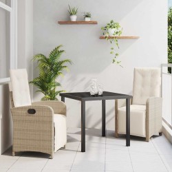 Ensemble de salle à manger pour jardin 3 pcs Beige polyrotin 563142563142
