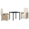 Ensemble de salle à manger pour jardin 3 pcs Beige polyrotin 563142563142
