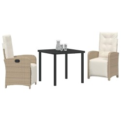 Ensemble de salle à manger pour jardin 3 pcs Beige polyrotin 563142563142