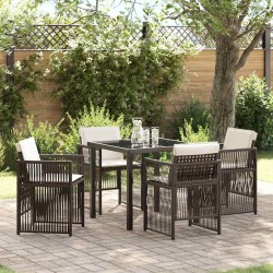 Ensemble de salle à manger pour jardin 5 pcs Marron 563143563143