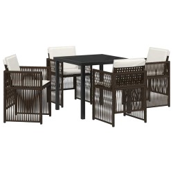 Ensemble de salle à manger pour jardin 5 pcs Marron 563143563143