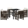 Ensemble de salle à manger pour jardin 5 pcs Marron 563143563143