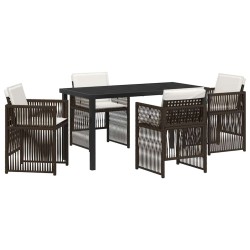 Ensemble de salle à manger pour jardin 5 pcs Marron 563144563144