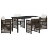 Ensemble de salle à manger pour jardin 5 pcs Marron 563144563144