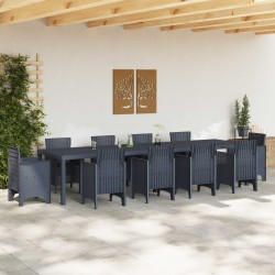 Table de Jardin Anthracite 350 x 100 x 74 cm polyrotin 563157563157