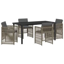 Ensemble de salle à manger pour jardin 5 pcs Gris 563158563158