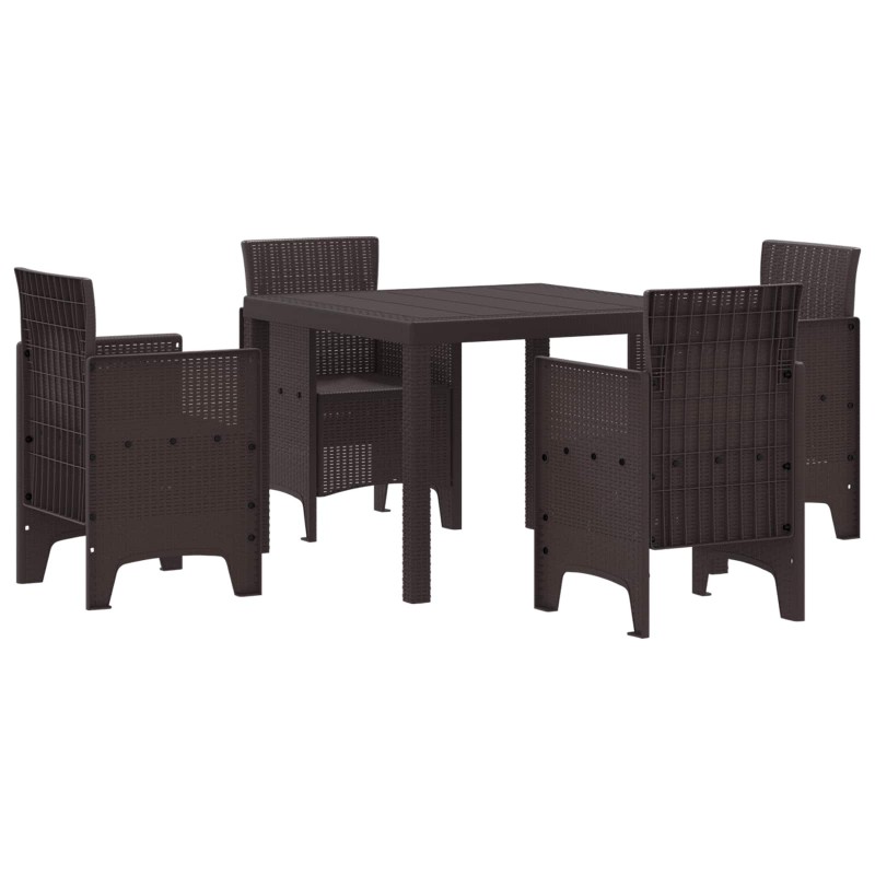 Ensemble de salle à manger pour jardin 5 pcs Marron 563159563159