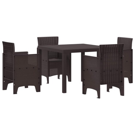 Ensemble de salle à manger pour jardin 5 pcs Marron 563159563159