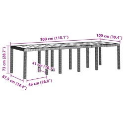 Table de Jardin Marron 300 x 100 x 73 cm polyrotin 563201563201