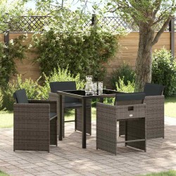 Ensemble de salle à manger pour jardin 5 pcs Gris polyrotin 563204563204