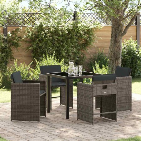 Ensemble de salle à manger pour jardin 5 pcs Gris polyrotin 563204563204