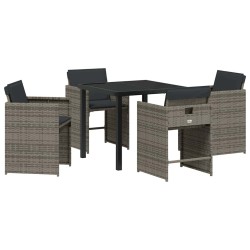 Ensemble de salle à manger pour jardin 5 pcs Gris polyrotin 563204563204