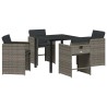 Ensemble de salle à manger pour jardin 5 pcs Gris polyrotin 563204563204