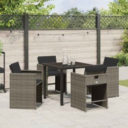 Ensemble de salle à manger pour jardin 5 pcs Gris polyrotin 563204563204