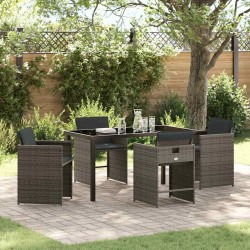 Ensemble de salle à manger pour jardin 5 pcs Gris polyrotin 563205563205